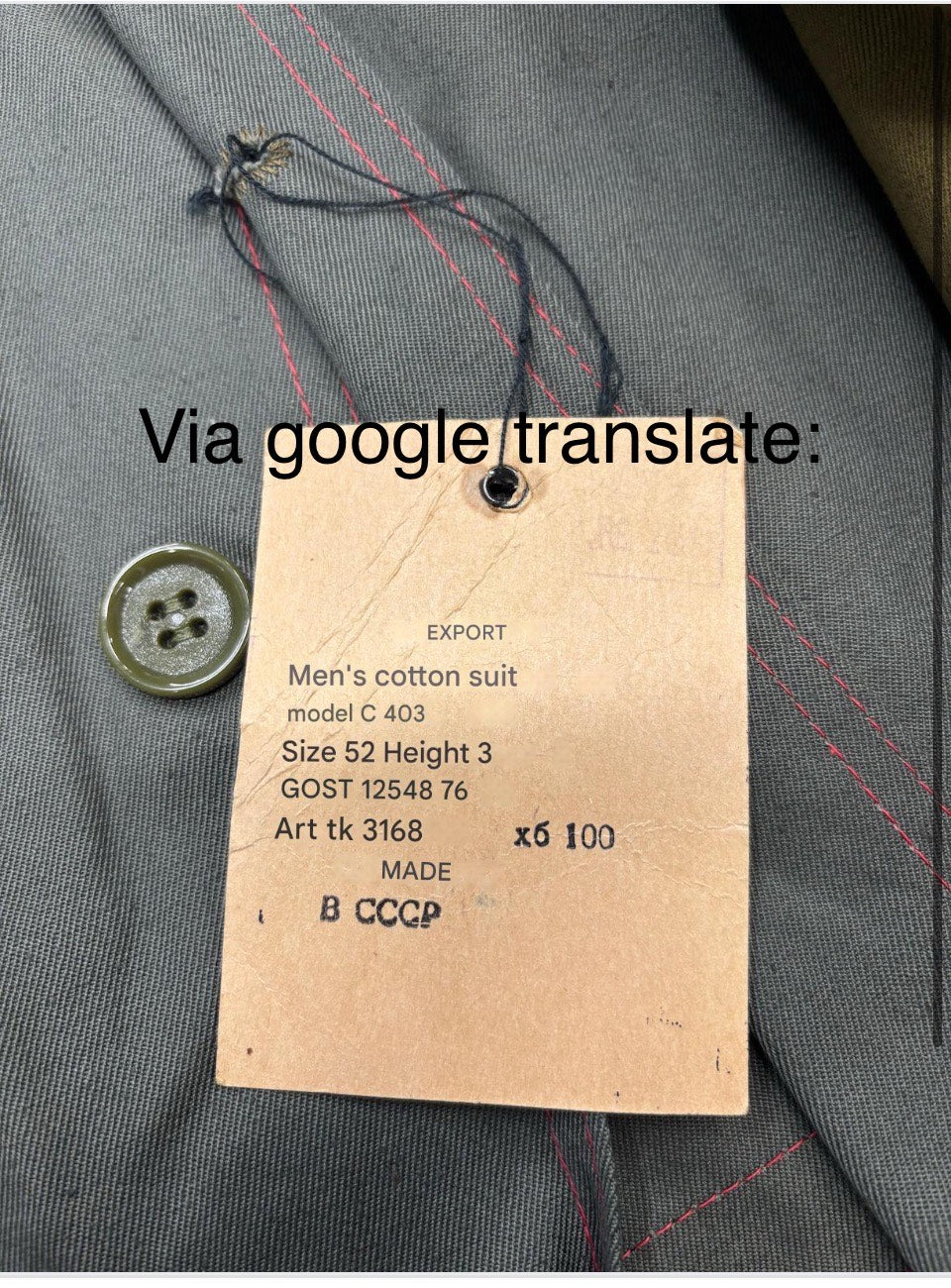 Soviet made for Export Workers Uniform Set, Olive