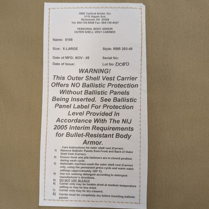 RBR Tactical 3A ALICE Style Body Armor Carrier