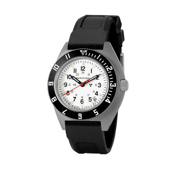 Marathon 41MM Arctic Edition STEEL NAVIGATOR - W/ DATE - (SSNAV-D) - ON 3-PIECE RUBBER STRAP KIT