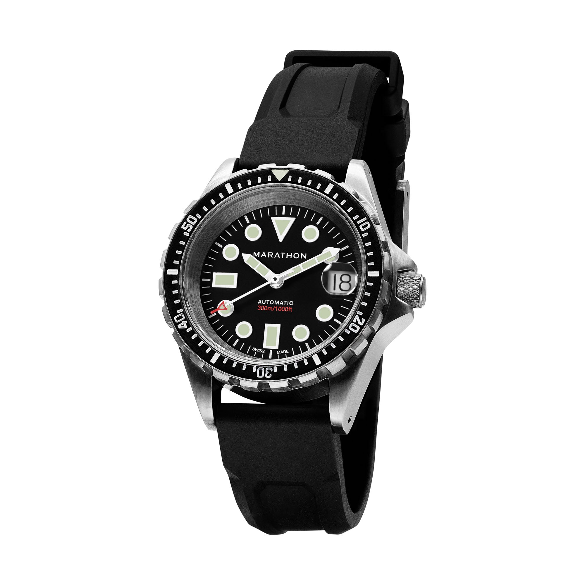 MARATHON DIVER'S AUTOMATIC OSAR-D - 41MM - MARAGLO - BLACK DIAL - RUBBER STRAP