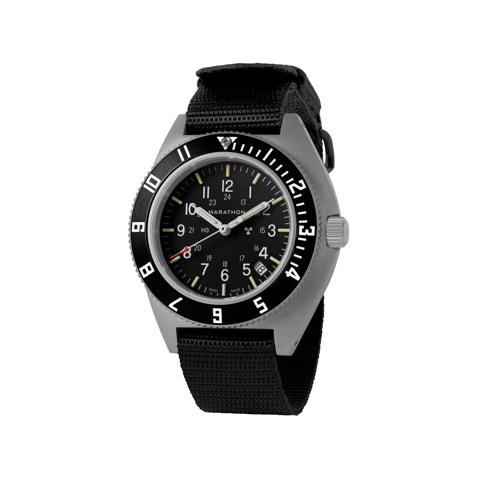 Marathon 41MM STEEL NAVIGATOR - W/ DATE - (SSNAV-D) - ON BALLISTIC NYLON