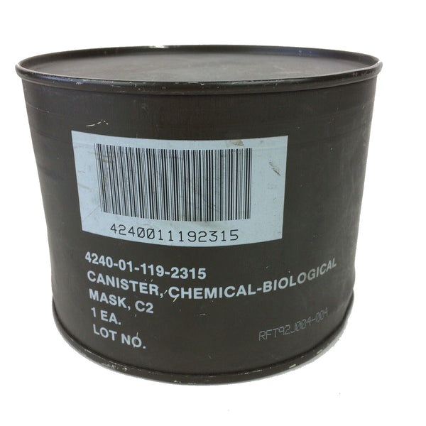 USGI New in Package C2A1 40mm Gas Mask Filter Metal Packaging
